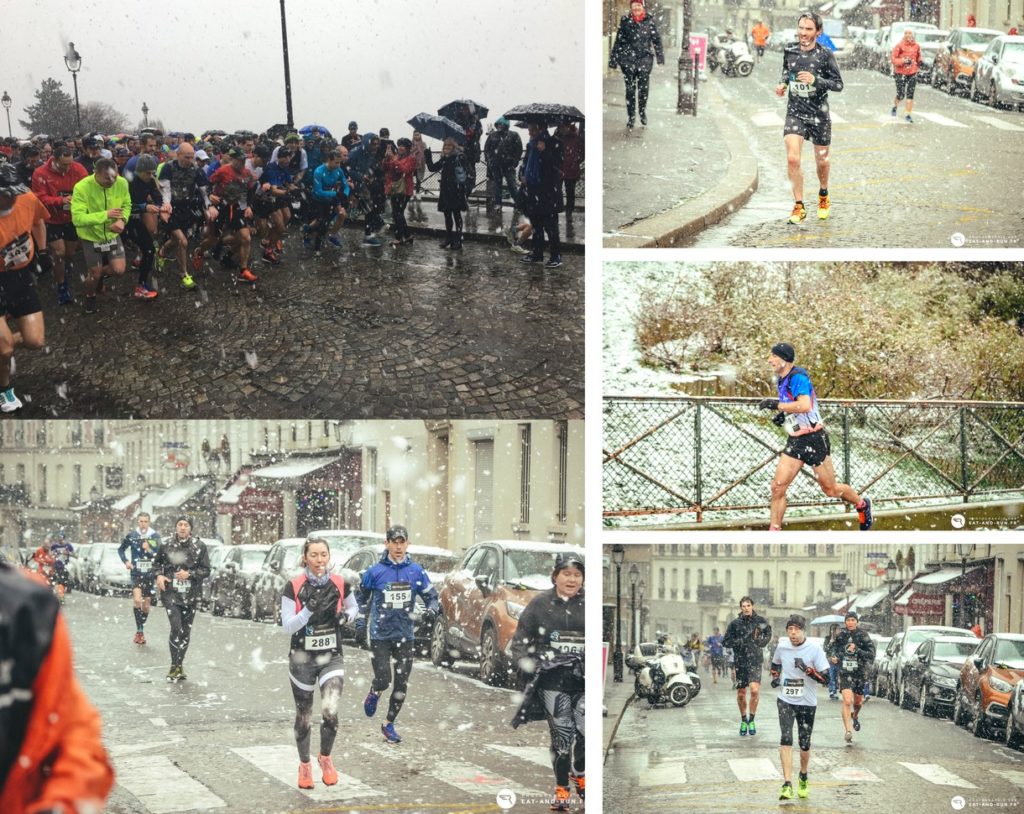 Foulées du Tertre 2018 - Running on the paved slopes of Montmartre covered with snow!