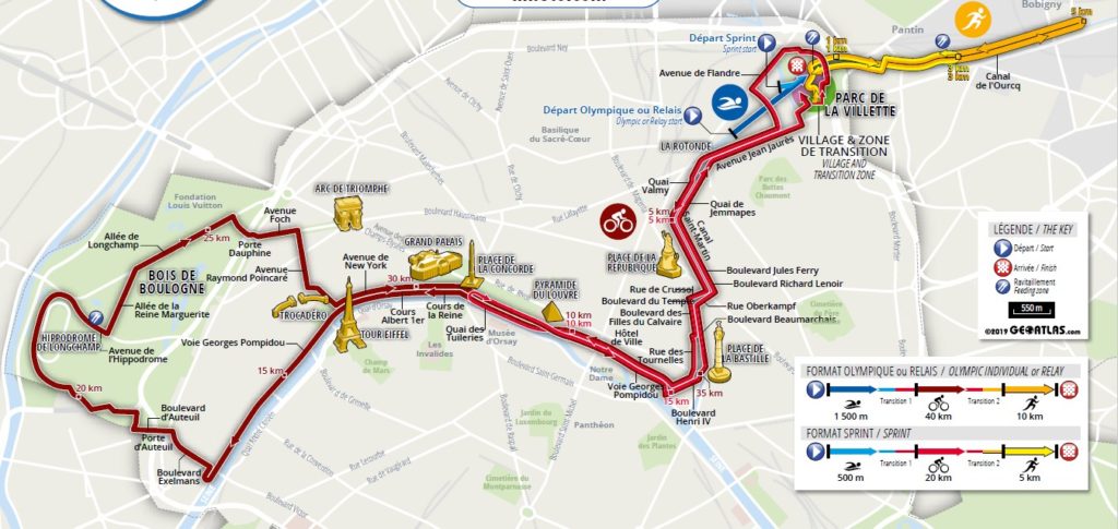 Route of the Paris Triathlon 2019