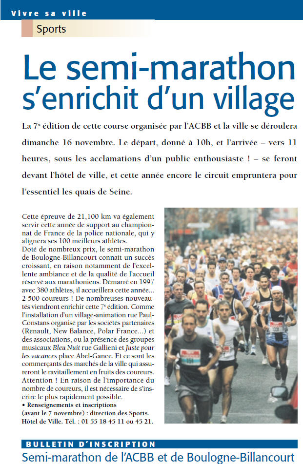 JBoulogne Billancourt Information Journal - October 2003 - Photo of the 2002 edition