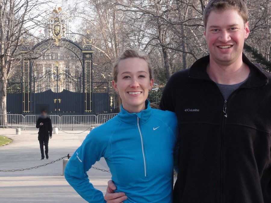 In front of the garden of the Elysée with Meredith and John