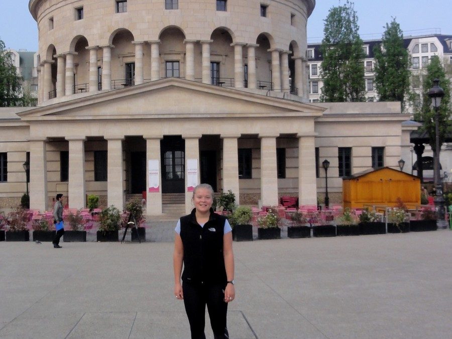 In front of the rotunda of La Villette with Felicity