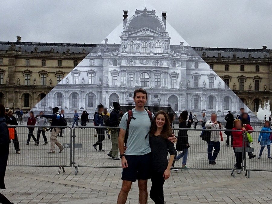 In front of the invisible pyramid with Molly and Saul