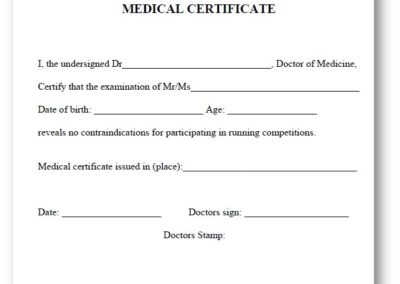 Mandatory medical certificate