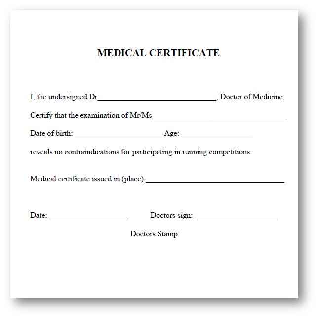 Mandatory medical certificate