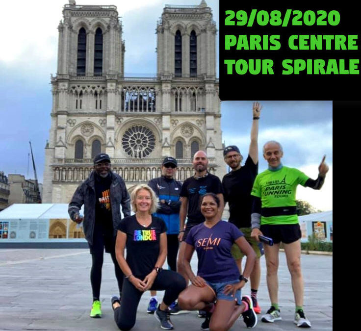 Running doing a spiral in the centre of Paris!